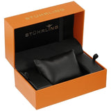 Stuhrling 3985 1 Crystal Accented Black Genuine Leather Womens Watch