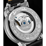 Stuhrling 906 02 Menai Automatic Skeleton Dual Time Black Leather Mens Watch