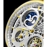 Stuhrling 3926 2 Legacy Automatic Skeleton Dual Time AM/PM Leather Mens Watch