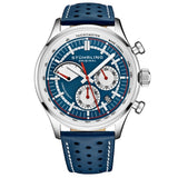 Stuhrling Original 934 02 Tachymeter Date Quartz Blue Leather Mens Watch
