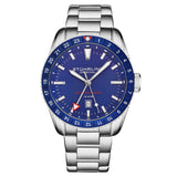Stuhrling 4017 2 Voyager GMT Diver Date Blue Mens Watch
