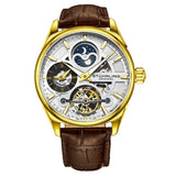 Stuhrling 3918 3 Legacy Automatic Skeleton Dual Time AM/PM Leather Mens Watch