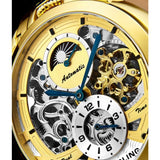 Stuhrling 906 03 Menai Automatic Skeleton Dual Time Brown Leather Mens Watch