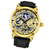 Stuhrling 3924 2 Anatol Automatic Skeleton Dual Time AM/PM Leather Mens Watch