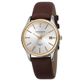 Akribos XXIV AK879BR Date Diamond Marker Goldtone Silvertone Brown Womens Watch