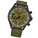 Stuhrling Original 929 04 Chronograph Date Quartz Green Leather Mens Watch