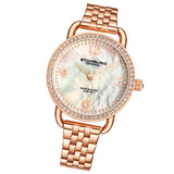 Stuhrling 3955 5 Crystal Accented Mother of Pearl Bracelet Womens Watch