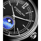 Stuhrling Original 897 02 Celestia Moon Phase Black Leather Strap Watch