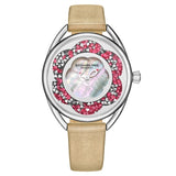 Stuhrling 995 01 Lily Mother of Pearl Crystal Accented Flower Womens Watch