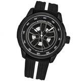 Stuhrling Original 984 04 Aviator Quartz Black White Silicone Strap Mens Watch