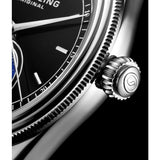 Stuhrling Original 897 02 Celestia Moon Phase Black Leather Strap Watch
