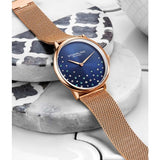 Stuhrling Original 3928 4 Quartz Crystal Accented Mesh Bracelet Womens Watch