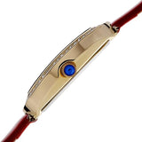 Burgi BUR111RD Swiss Quartz Crystal Bezel Red Strap Goldtone Womens Watch