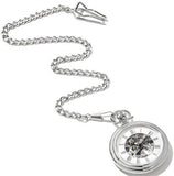 Stuhrling 6053 33113 Vintage Stainless Steel Mechanical Silver Mens Pocket Watch