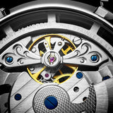 Stuhrling 3924 1 Anatol Automatic Skeleton Dual Time AM/PM Leather Mens Watch