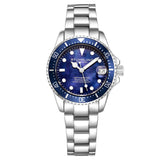 Stuhrling 3950L 2 Blue Mother of Pearl Date Stainless Steel Womens Watch