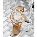 Stuhrling 995M 05 Lily Mother of Pearl Crystal Accented Flower Womens Watch