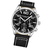 Stuhrling 4001 2 Quartz Chronograph Black Dial Black Nylon Strap Mens Watch