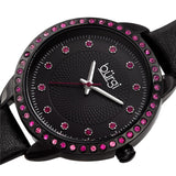 Burgi BUR161BK Swarovski Crystals Black Leather Strap Womens Watch
