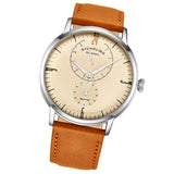 Stuhrling 3969 3969.1 Cabaletta Quartz 24 Hour Dial Tan Leather Strap Mens Watch