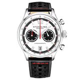 Stuhrling 933 01 Tachymeter Date Black Leather Strap Quartz Mens Watch