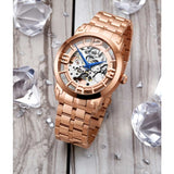 Stuhrling 3964 3 Automatic Skeleton Black Stainless Steel Bracelet Mens Watch