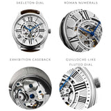 Stuhrling Original 3942 1 Automatic Skeleton Brown Leather Strap Mens Watch