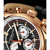 Stuhrling Original 934 03 Tachymeter Date Quartz Black Leather Mens Watch