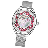 Stuhrling 995M 01 Lily Mother of Pearl Crystal Accented Flower Womens Watch