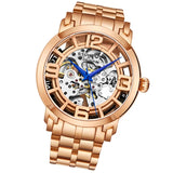 Stuhrling 3964 3 Automatic Skeleton Black Stainless Steel Bracelet Mens Watch