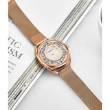 Stuhrling 995M 05 Lily Mother of Pearl Crystal Accented Flower Womens Watch