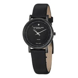 Stuhrling 734L 03 Lady Castorra Diamond Accent Ultra Slim All Black Womens Watch