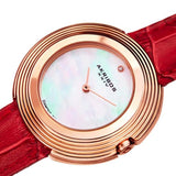 Akribos XXIV AK876RD Diamond Marker Mother of Pearl Dial Red Strap Womens Watch