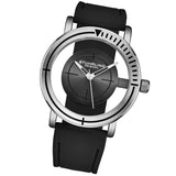 Stuhrling 3915 2  Aviator Quartz Semi Transparent Dial Black Rubber Mens Watch