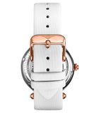 Stuhrling 4022 3 Luxe Automatic Skeleton Crystal Accented White Leather Strap Womens Watch