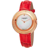 Akribos XXIV AK876RD Diamond Marker Mother of Pearl Dial Red Strap Womens Watch