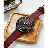 Stuhrling 1000 06 Quartz Chronograph Tachymeter Red Leather Strap Mens Watch