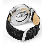 Stuhrling 906 02 Menai Automatic Skeleton Dual Time Black Leather Mens Watch