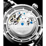 Stuhrling 371A 01 Luciano Automatic Skeleton Dual Time AM/PM Leather Mens Watch