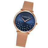Stuhrling Original 3928 4 Quartz Crystal Accented Mesh Bracelet Womens Watch