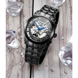 Stuhrling 3964 2 Automatic Skeleton Black Stainless Steel Bracelet Mens Watch