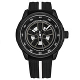Stuhrling Original 984 04 Aviator Quartz Black White Silicone Strap Mens Watch