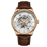 Stuhrling 3947 5 Automatic Skeleton Brown Leather Strap Mens Watch