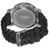 Akribos AK571BK Swiss Chronograph Day Date Black Braided Leather Band Mens Watch