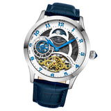Stuhrling Original 925 01 Radiant Automatic Skeleton Blue Leather Mens Watch