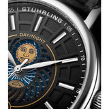 Stuhrling Original 899 02 Duet Day/ Night Black Leather Strap Watch
