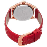 Burgi BUR141RD Crystal Accented MOP Dial Quilted Leather Strap Womens Watch