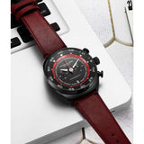 Stuhrling 1000 06 Quartz Chronograph Tachymeter Red Leather Strap Mens Watch