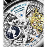 Stuhrling 3920 1  Legacy Automatic Skeleton Dual Time Black Leather Mens Watch