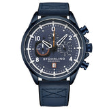 Stuhrling Original 929 03 Chronograph Date Quartz Blue Leather Mens Watch